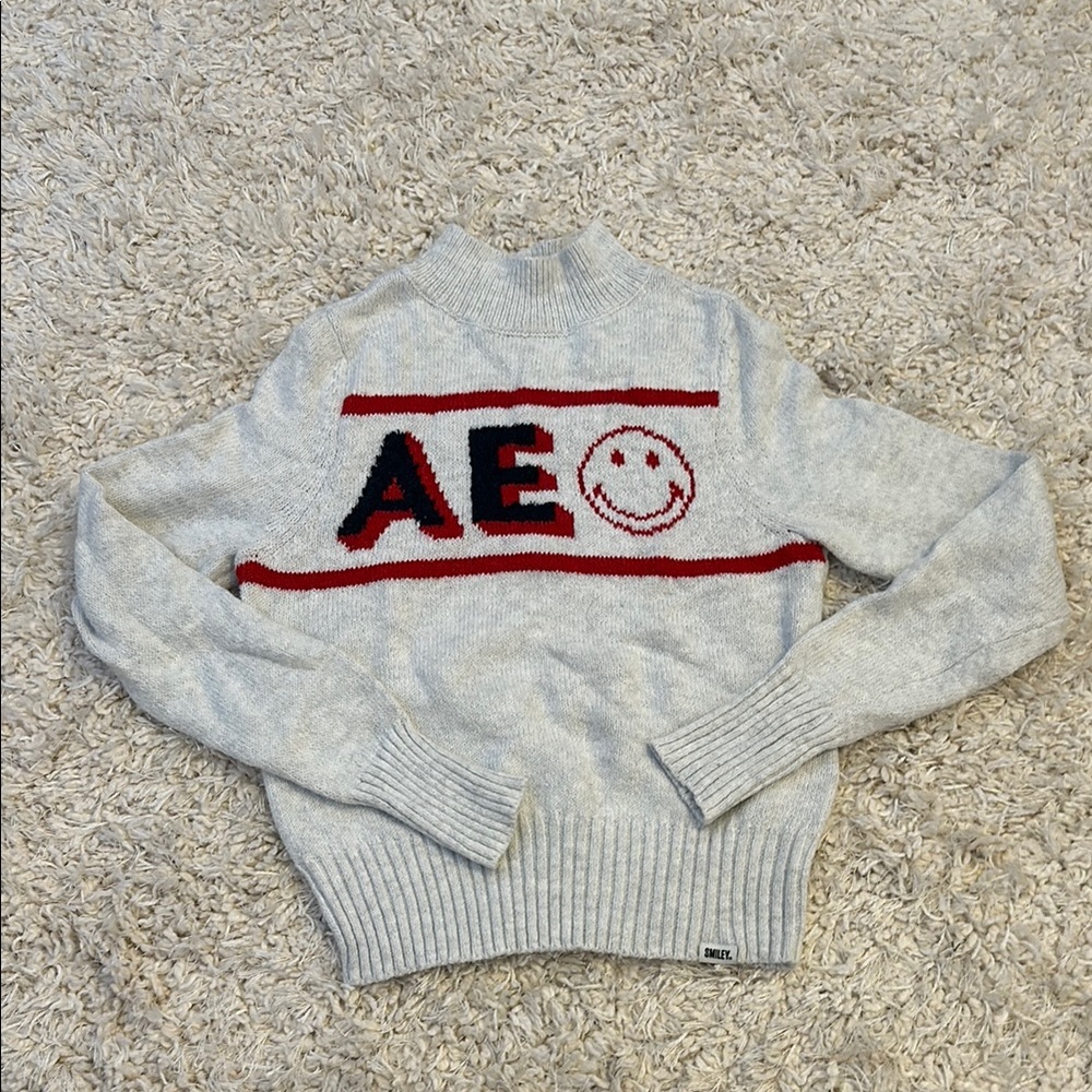 AE Knit Sweater with Red and Black Design